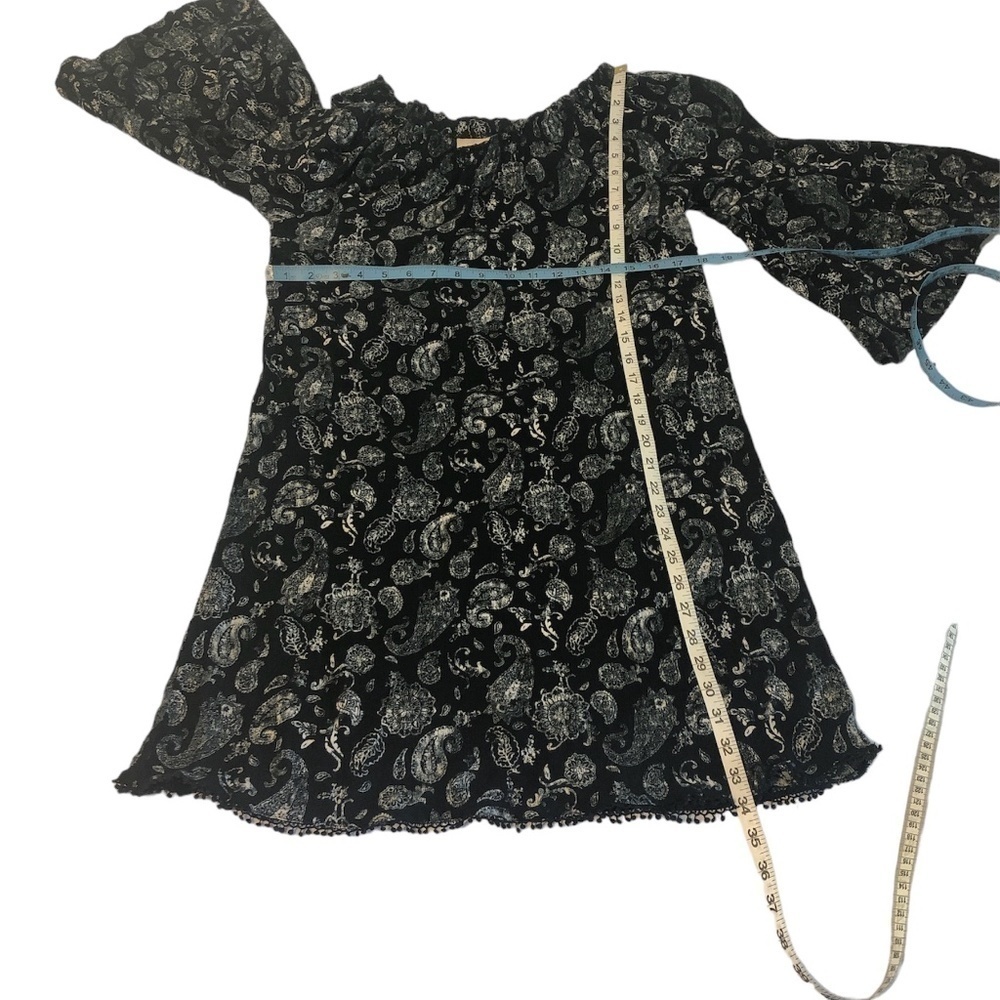 Knox Rose Dress boho black XL paisley off-the-shoulder bell sleeve silhouette - Picture 7 of 11